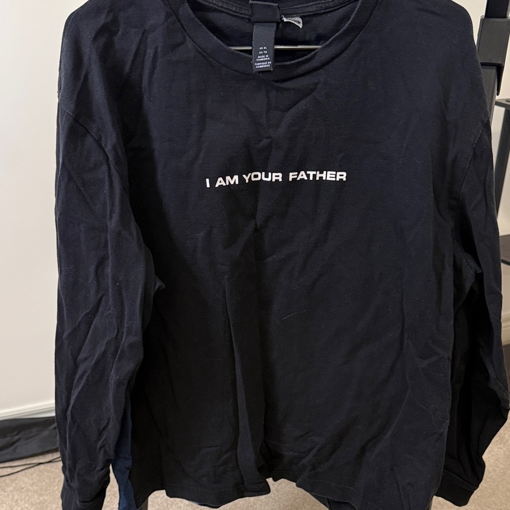 H&M Black Long-Sleeve Tee with White 'I AM YOUR FATHER' Print